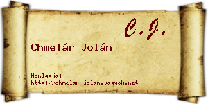 Chmelár Jolán névjegykártya